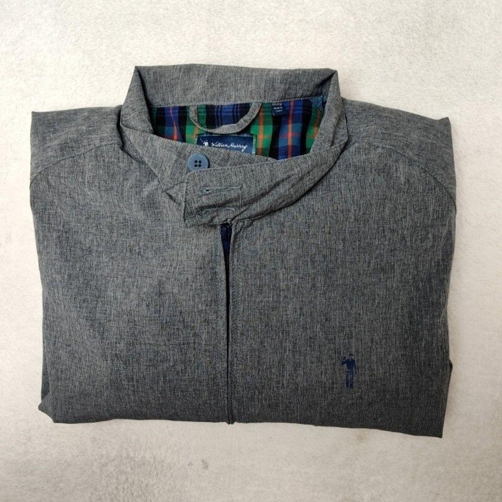 William Murray Jacket Mens 2XL Gray Golf Bomber Full‎ Zip Lined Collared Pockets